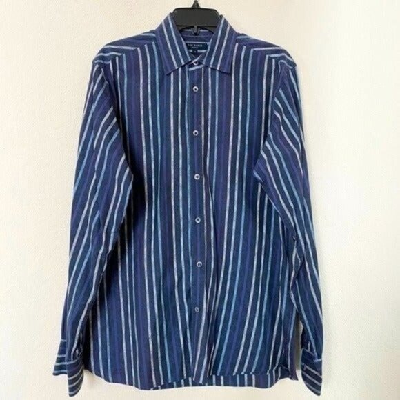Ted Baker Men’s Blue Striped Button Down Shirts Size Large - Picture 1 of 11